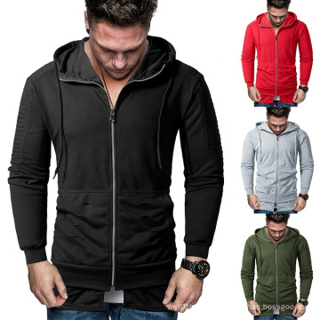 2021 Oversized 202 Size New Large Hooded Hole Zipper Corrugated Cuff Shoulder Stitching Long Sleeve Men's Plus-Size Hoodies